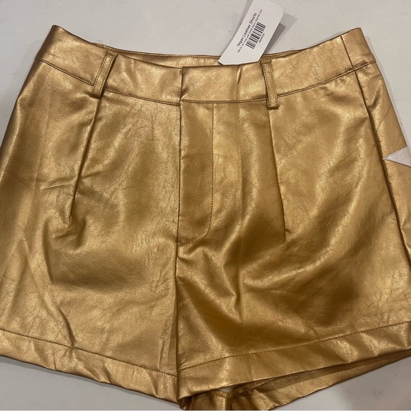 Sparkle City Vegan leather gold shorts size medium - Picture 8 of 8